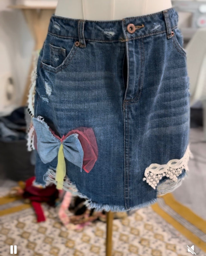 Bow-tiful Jean Skirt
