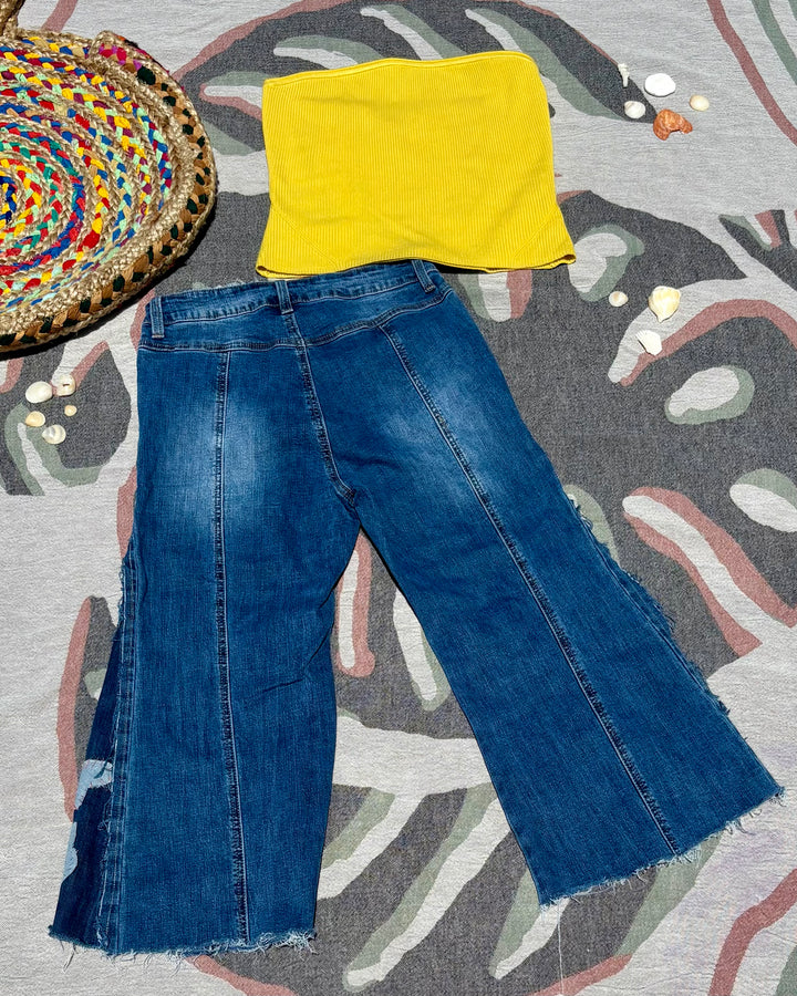 Patchwork Cropped Jeans
