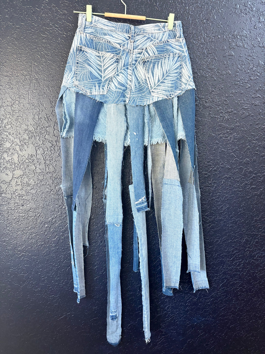 Floral Fringe Jean Skirt