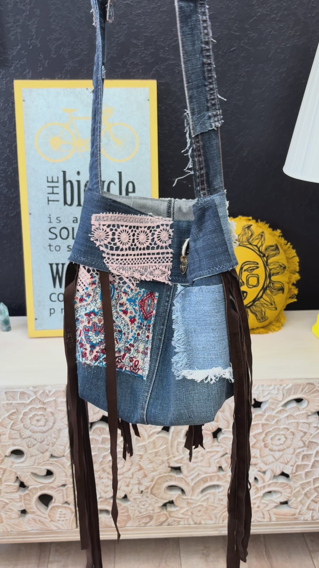 Denim Pouch Crossbody Bag